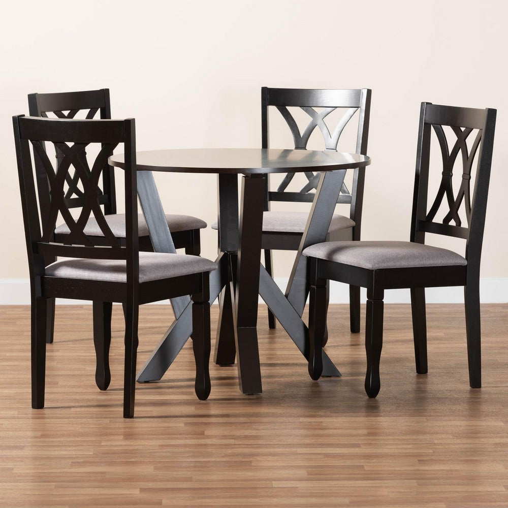 Baxton Studio - Irene Dining Set in Grey/Dark Brown - Maddie-Grey/Dark Brown-5PC Dining Set view 9