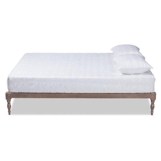 Baxton Studio - Iseline Queen Size Bed Frame in Antique Oak - MG0001-Antique Oak-Queen view 2