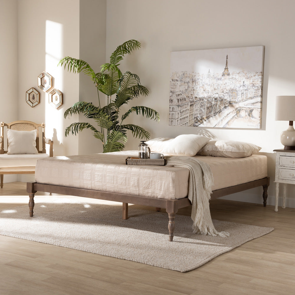 Baxton Studio - Iseline Queen Size Bed Frame in Antique Oak - MG0001-Antique Oak-Queen view 6