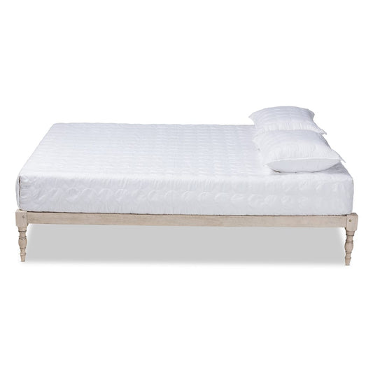 Baxton Studio - Iseline Queen Size Bed Frame in Antique White - MG0001-Antique White-Queen view 2