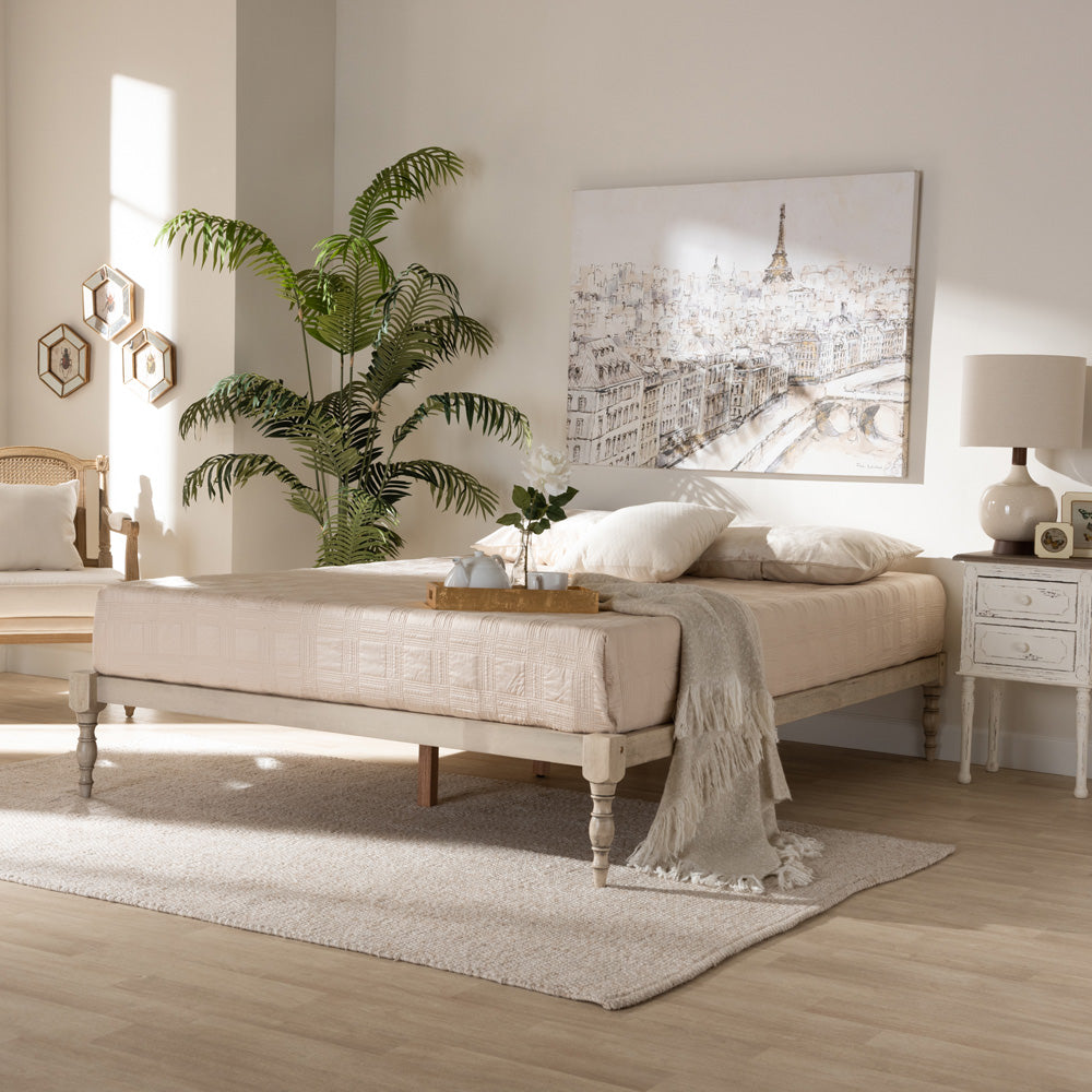 Baxton Studio - Iseline Queen Size Bed Frame in Antique White - MG0001-Antique White-Queen view 6