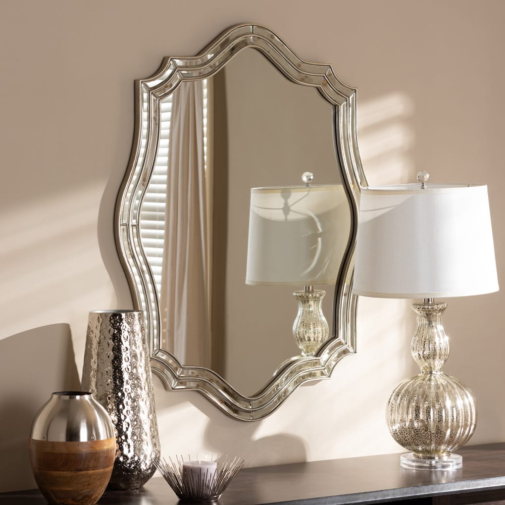 Baxton Studio - Isidora Mirror in Antique Silver - RXW-7346 view 2