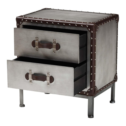Baxton Studio - Jacey End Table in Silver/Black - JY24A032-Wooden-Cabinet view 2