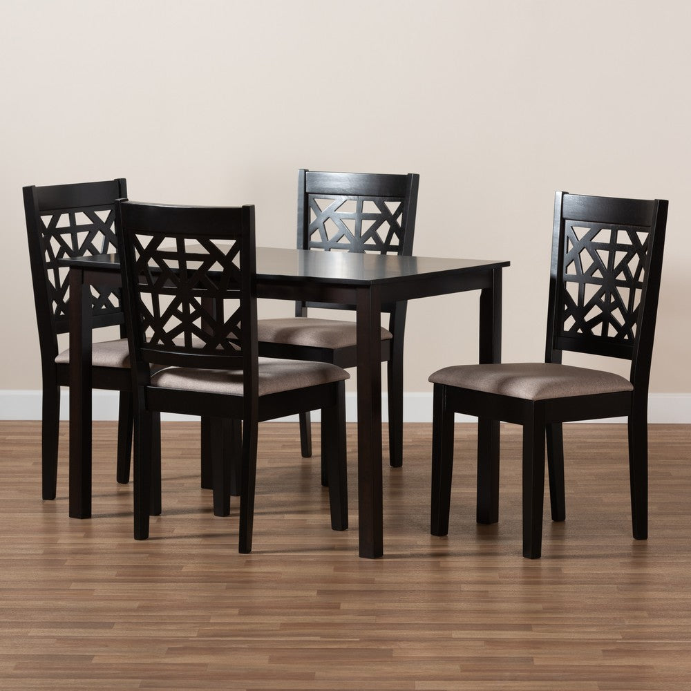 Baxton Studio - Jackson Dining Set in Sand/Espresso Brown - RH310C-Sand/Dark Brown-5PC Dining Set view 8
