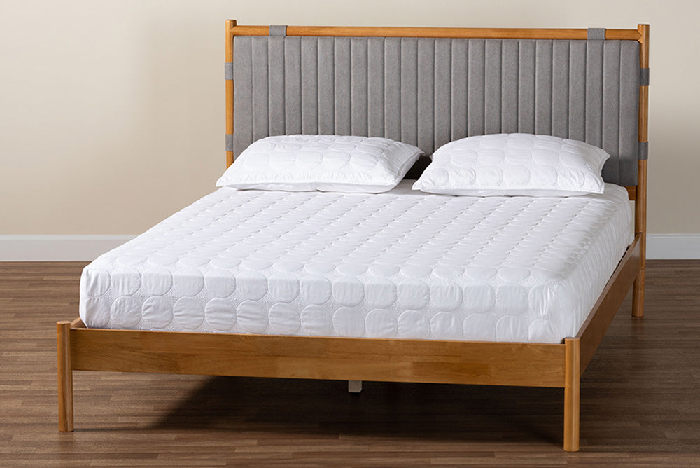 Baxton Studio - Jaiana Queen Size Bed - BBT61187-Grey/Natural Oak-Queen view 8
