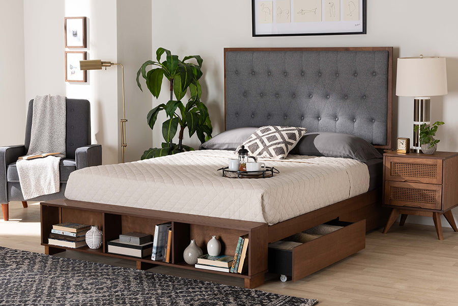 Baxton Studio - Jalie King Size Bed in Grey/Walnut Brown - MG9765/6001-1S-King view 10