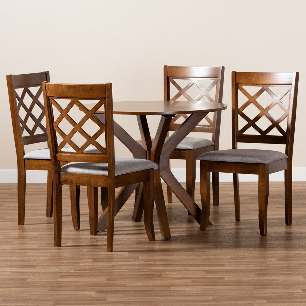 Baxton Studio - Jana Dining Set in Grey/Walnut - Jana-Grey/Walnut-5PC Dining Set view 8