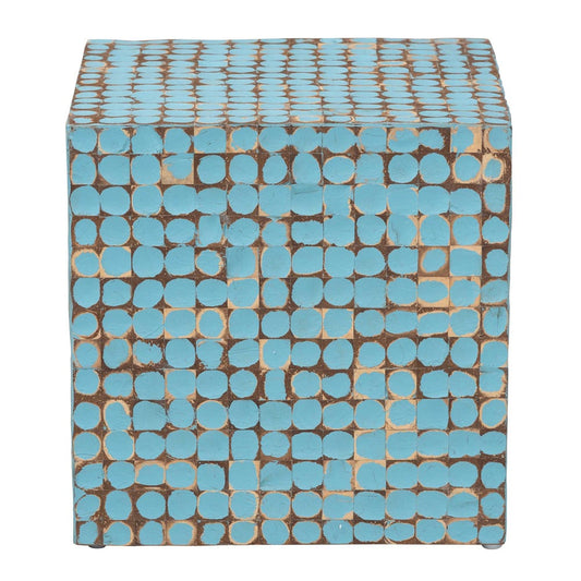 Baxton Studio - Janella End Table in Sky Blue/Natural Brown - Juliette Square-Blue-ET view 2