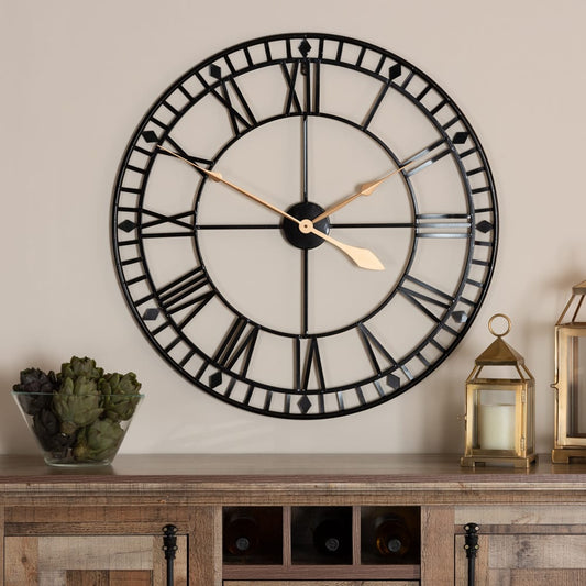 Baxton Studio - Janette Clock in Black/Gold - Metal WC-31.5 inch view 2