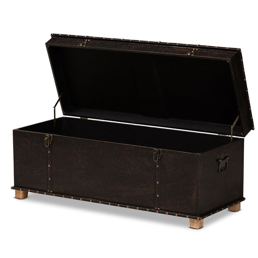 Baxton Studio - Janna Ottoman in Dark Brown/Oak Brown - JY20B055L-Dark Brown-Large Otto view 2