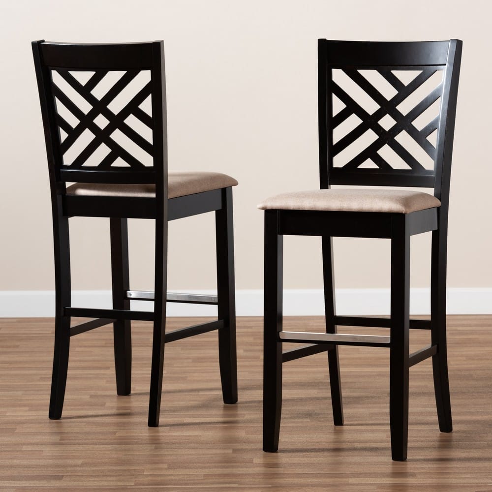 Baxton Studio - Jason Set of 2 Bar Stools in Sand/Espresso Brown - RH317B-Sand/Dark Brown-BS view 8