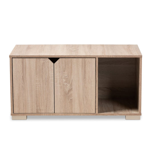 Baxton Studio - Jasper Cat House in Oak - SECHC150040WI-Hana Oak-Cat House view 2