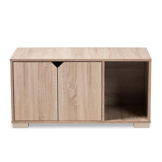 Baxton Studio - Jasper Cat House in Oak - SECHC150040WI-Hana Oak-Cat House view 2