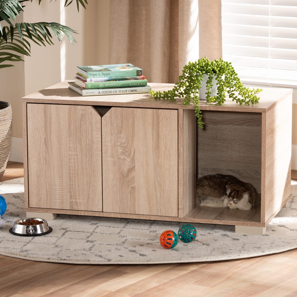 Baxton Studio - Jasper Cat House in Oak - SECHC150040WI-Hana Oak-Cat House view 9