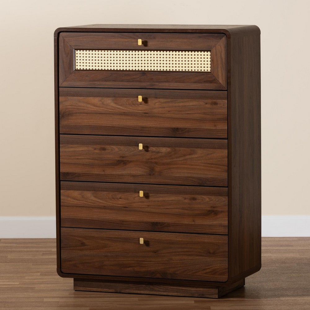 Baxton Studio - Jenibelle Chest in Walnut Brown/Brown - LV38 COD3823WI-Columbia-Rattan-5DW-Chest view 9
