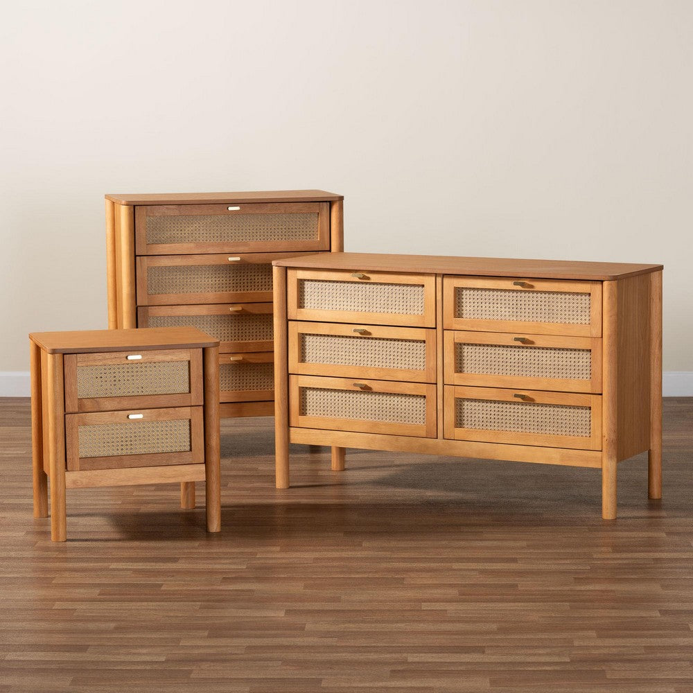 Baxton Studio - Jenn Bedroom Set in Golden Brown/Distressed Rattan - Adalyn-Distressed/NT Oak-3PC Storage Set view 9