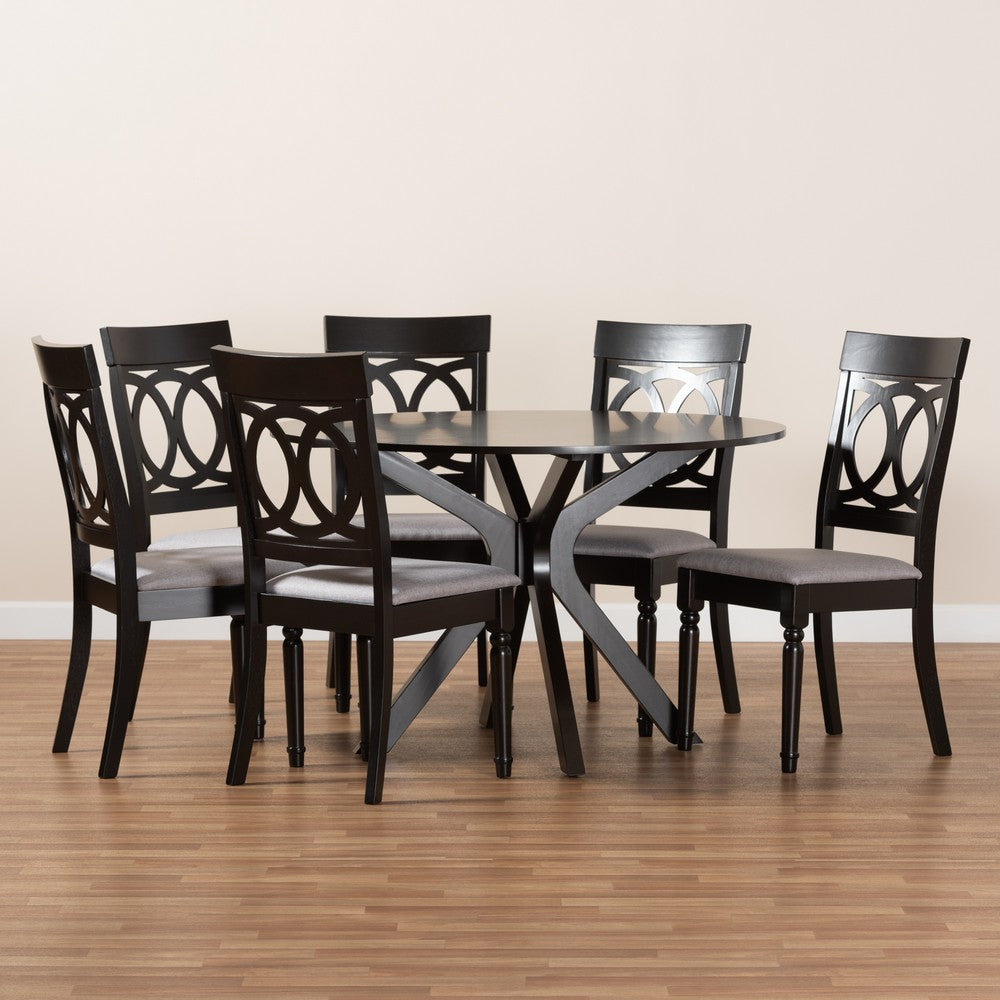 Baxton Studio - Jessie Dining Set in Grey/Dark Brown - Jessie-Grey/Dark Brown-7PC Dining Set view 8