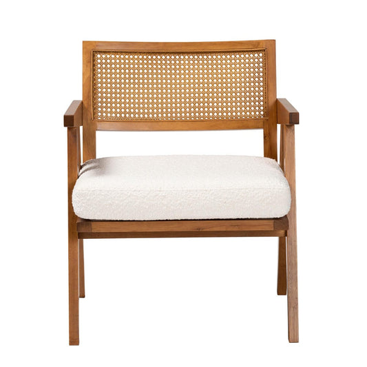 Baxton Studio - Jetsam Arm Chair in Cream/Walnut Brown - BBT5486-Maya/Cream/Walnut-CC view 2