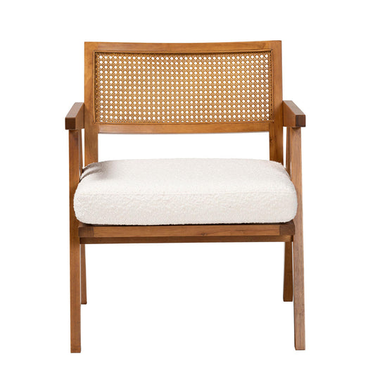 Baxton Studio - Jetsam Arm Chair in Cream/Walnut Brown - BBT5486-Maya/Cream/Walnut-CC view 2