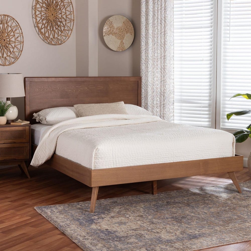 Baxton Studio - Jiro Full Bed w/ Headboard in Ash Walnut - Jiro-Ash Walnut-Full view 7