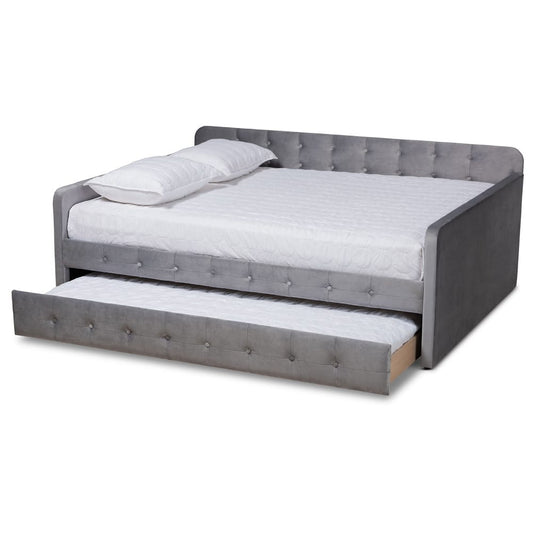 Baxton Studio - Jona Full Size Daybed with Trundle in Grey - CF9183-Grey-Daybed-F/T view 2