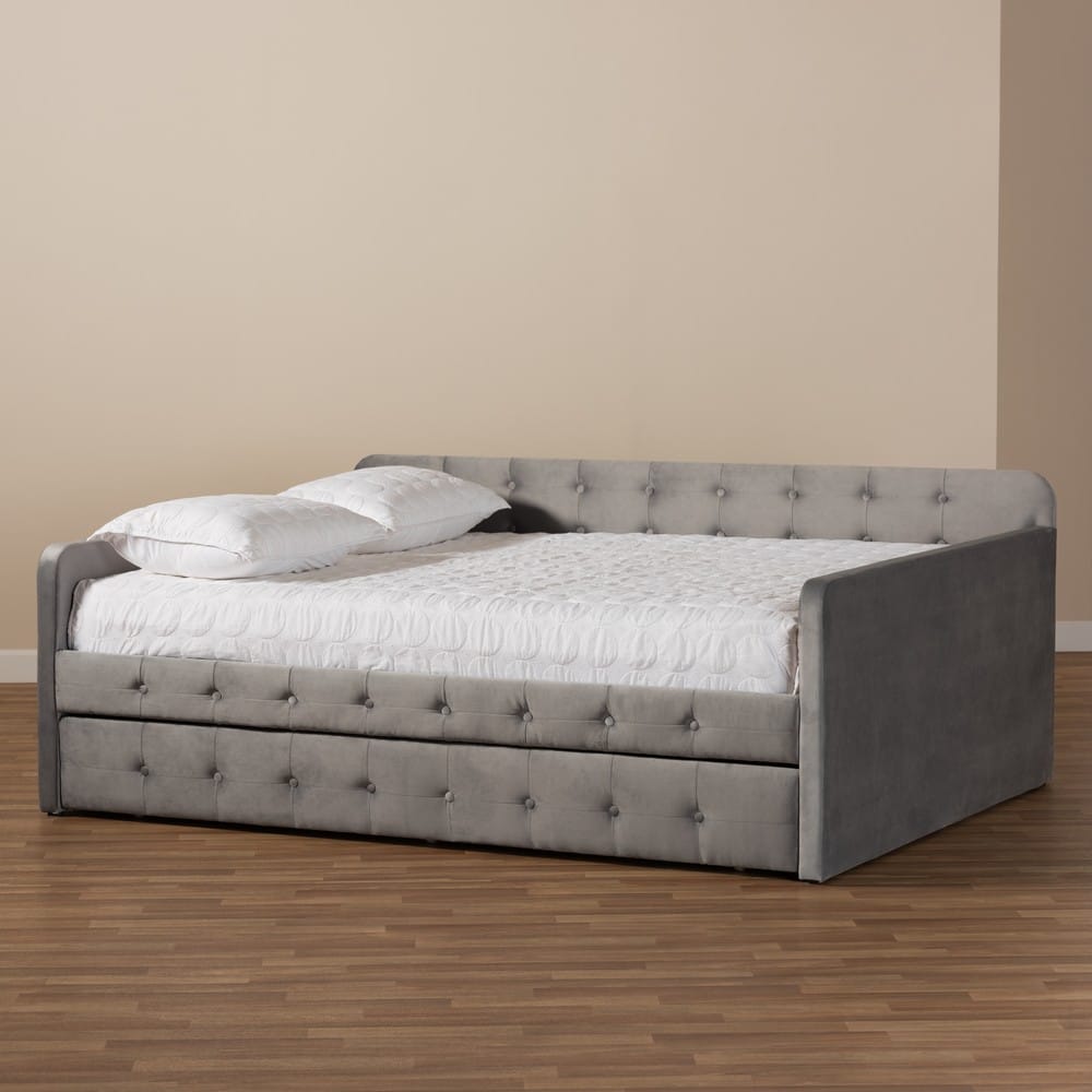 Baxton Studio - Jona Full Size Daybed with Trundle in Grey - CF9183-Grey-Daybed-F/T view 9