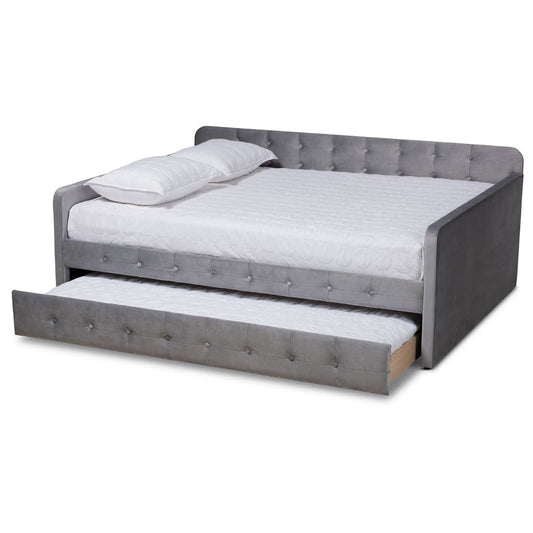 Baxton Studio - Jona Queen Size Daybed with Trundle in Grey - CF9183-Grey-Daybed-Q/T view 2