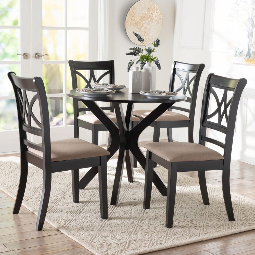 Baxton Studio - Julia Dining Set in Sand/Dark Brown - Julia-Sand/Dark Brown-5PC Dining Set view 8