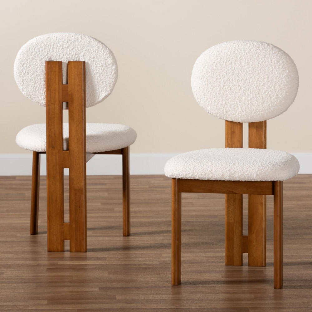Baxton Studio - Kacela Set of 2 Dining Chairs in Cream/Walnut Brown - BBT5490-Walnut/Maya Cream-DC view 8