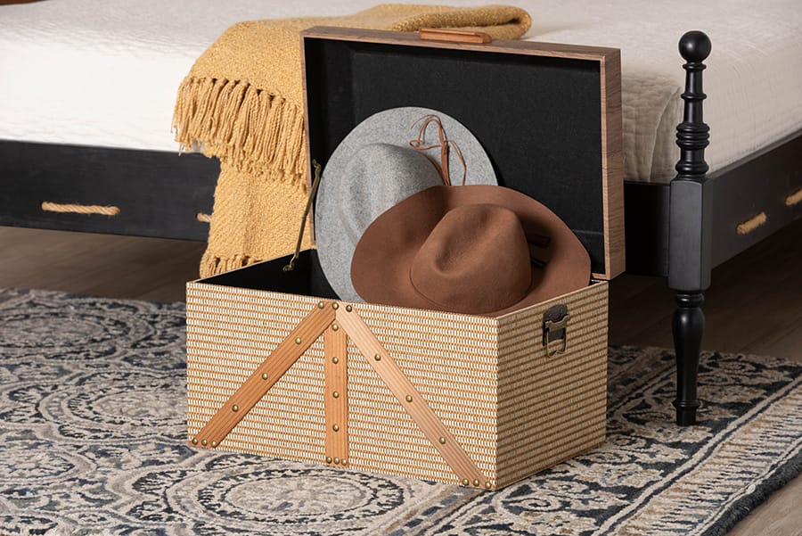 Baxton Studio - Kande Storage Trunk in Light Brown/Walnut/Bronze - JY25B018-Large-Wooden Trunk view 10