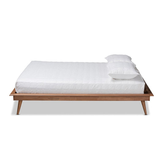 Baxton Studio - Karine Full Size Bed Frame in Ash Walnut - MG0004-Ash Walnut-Full-Frame view 2