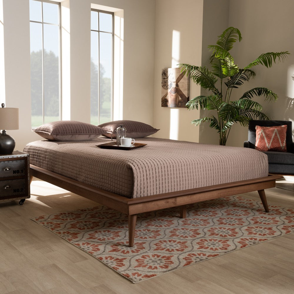 Baxton Studio - Karine Full Size Bed Frame in Ash Walnut - MG0004-Ash Walnut-Full-Frame view 6