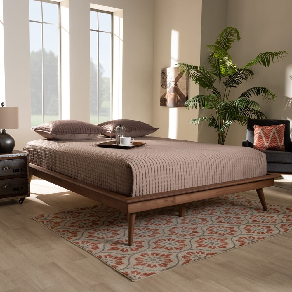 Baxton Studio - Karine King Size Bed Frame in Ash Walnut - MG0004-Ash Walnut-King-Frame view 6