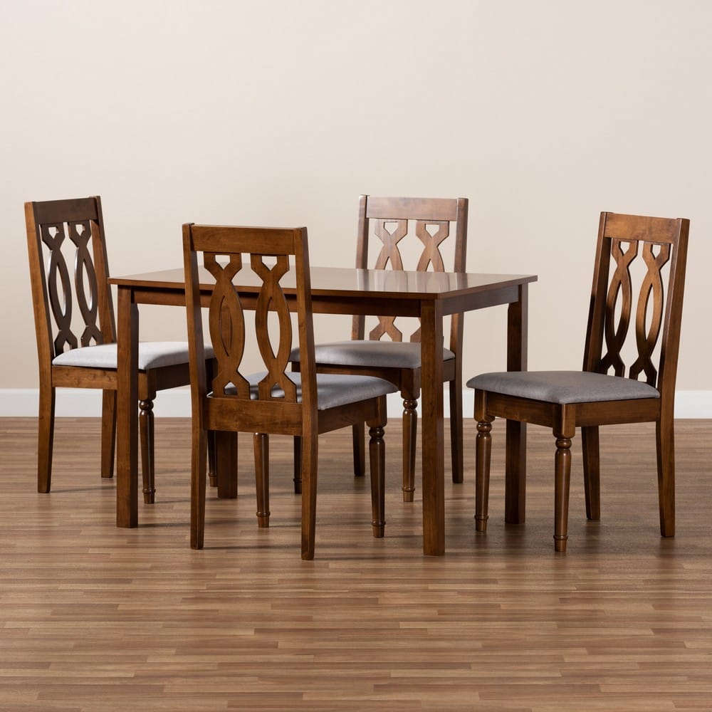 Baxton Studio - Kasia Dining Set in Grey/walnut brown - Kasia-Grey/Walnut-5PC Dining Set view 8