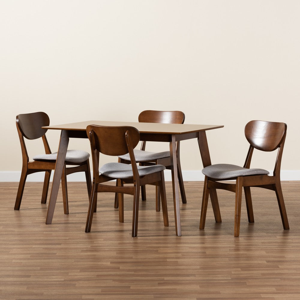 Baxton Studio - Katya Dining Set in Grey/Walnut Brown - RH378C-Grey/Walnut-5PC Dining Set view 8