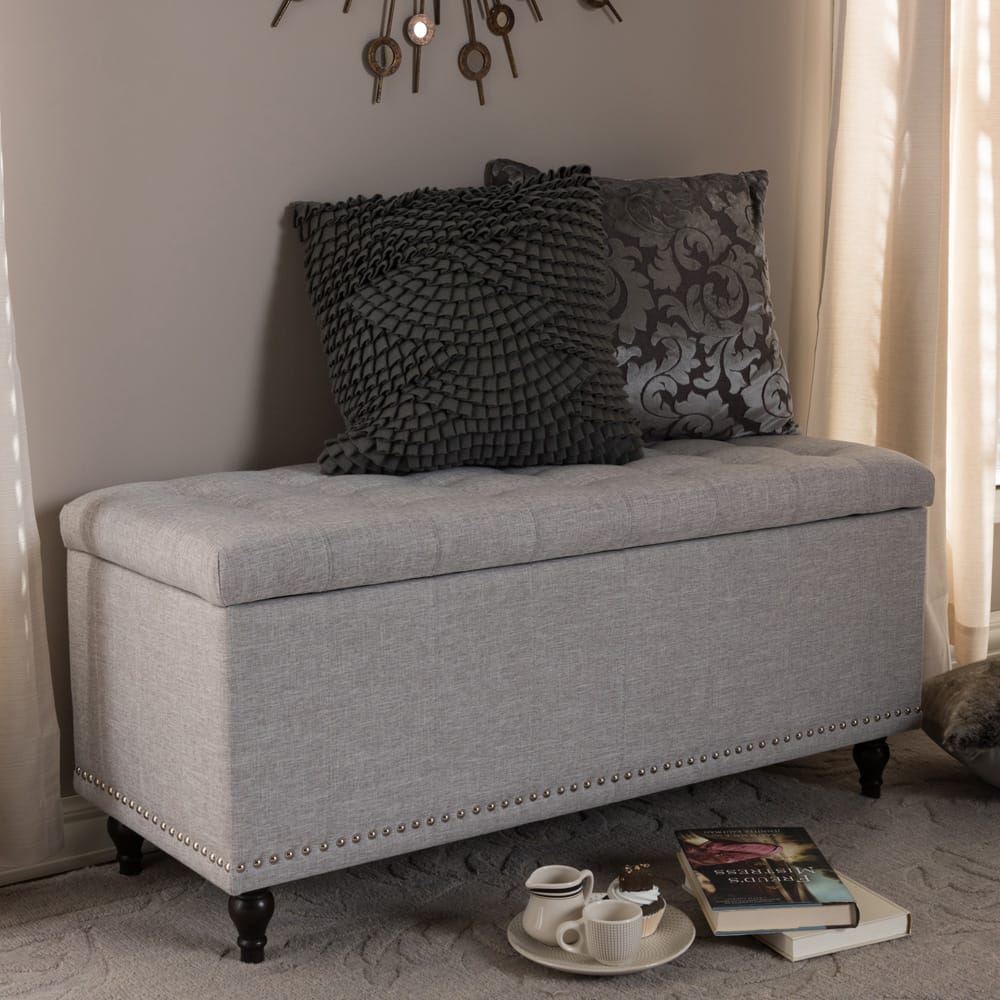 Baxton Studio - Kaylee Storage Bench in Grayish Beige - BBT3137-OTTO-Greyish Beige-H1217-14 view 9