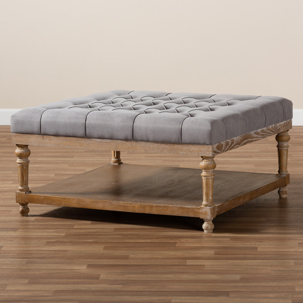 Baxton Studio - Kelly Ottoman in Grey/Greywashed - JY-0001-Grey/Greywashed-Otto view 6
