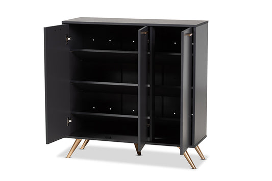 Baxton Studio - Kelson Shoe Cabinet - LV19SC1915-Dark Grey-Shoe Cabinet view 2