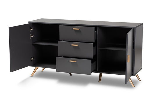 Baxton Studio - Kelson Sideboard - LV19BFT1917-Dark Grey-Buffet view 2
