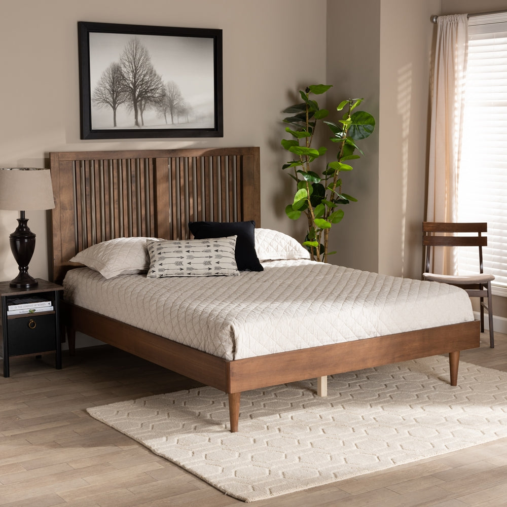 Baxton Studio - Kioshi Full Size Bed in Ash Walnut - Kioshi-Ash Walnut-Full view 7