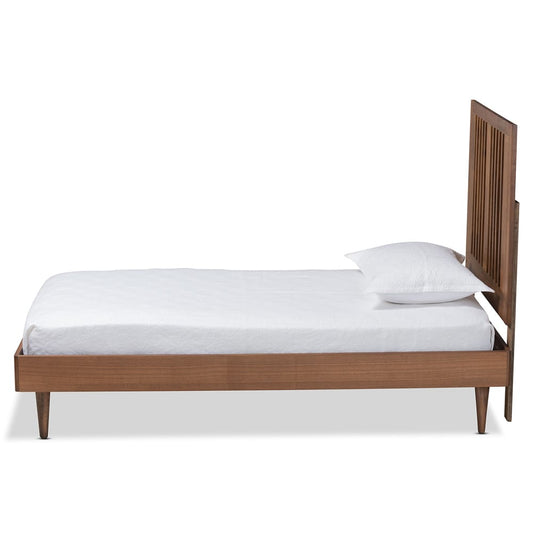 Baxton Studio - Kioshi Twin Size Bed in Ash Walnut - Kioshi-Ash Walnut-Twin view 2