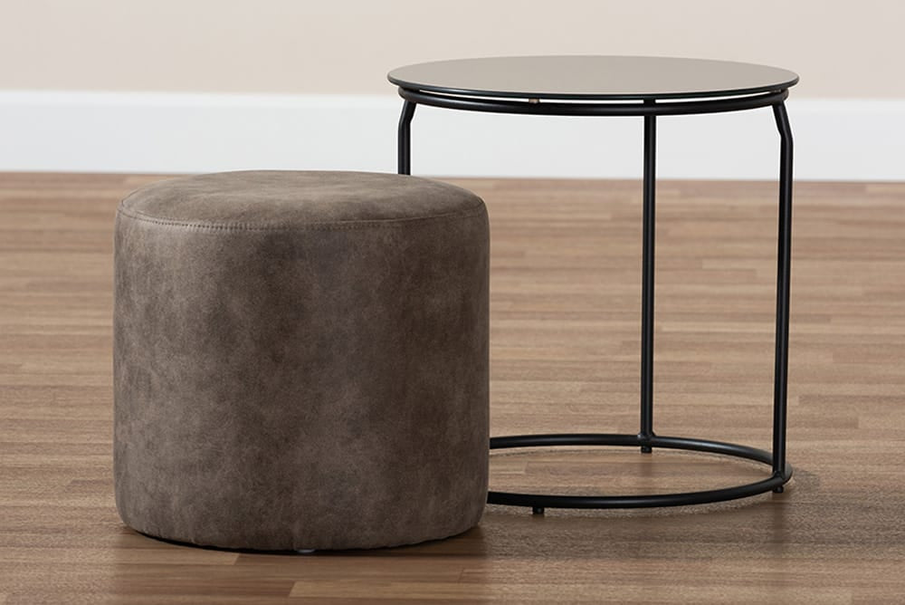 Baxton Studio - Kira Table Set - 180430-Grey/Black-2PC Set view 5