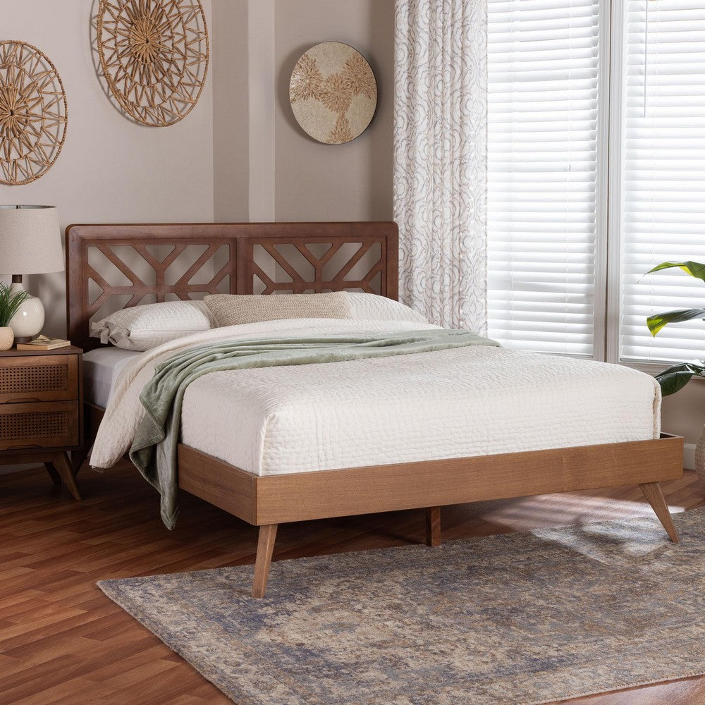 Baxton Studio - Kirabo Queen Size Bed in Ash Walnut - Kirabo-Ash Walnut-Queen view 7
