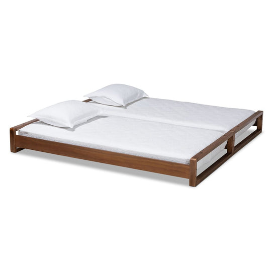 Baxton Studio - Klara Twin Size Bed Frame in Walnut - MG0026-Walnut-Twin view 2