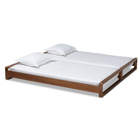 Baxton Studio - Klara Twin Size Bed Frame in Walnut - MG0026-Walnut-Twin view 2