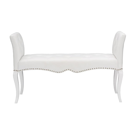 Baxton Studio - Kristy Bench in White - BBT5197-Bench-White view 2