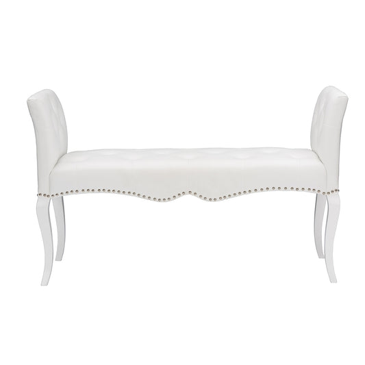 Baxton Studio - Kristy Bench in White - BBT5197-Bench-White view 2