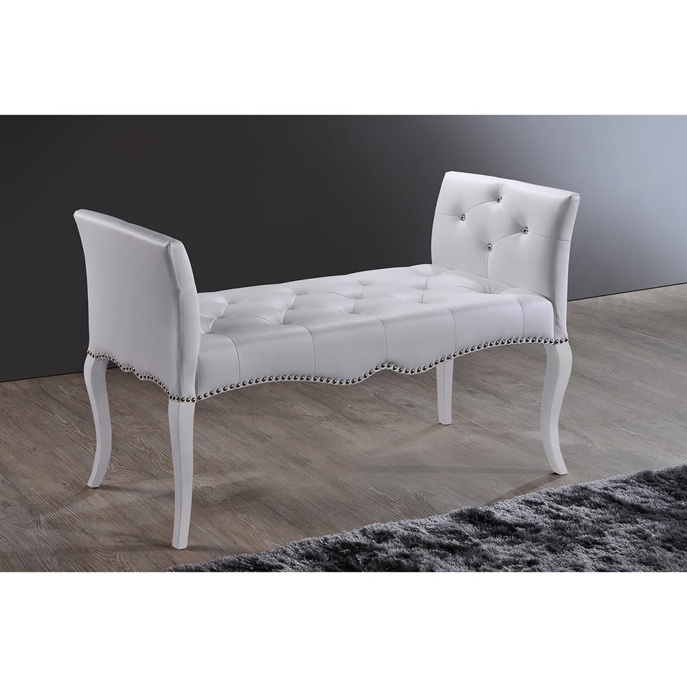Baxton Studio - Kristy Bench in White - BBT5197-Bench-White view 5