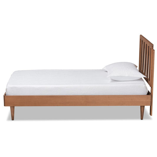 Baxton Studio - Kuro Twin Size Bed in Walnut Brown - Kuro-Ash Walnut-Twin view 2