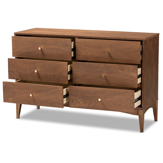Baxton Studio - Landis Dresser in Ash Walnut/Gold - MG9002-Ash Walnut-6DW-Dresser view 2